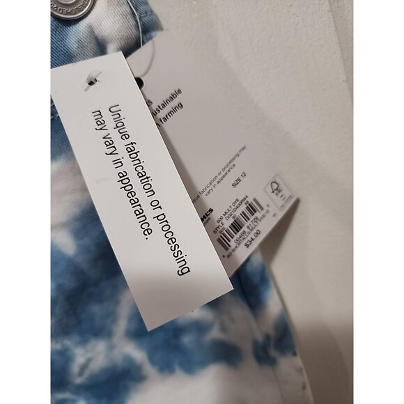 So Girls Tie Dye 4th of July Short Overalls Sz 12 Red White Blue Patriotic NEW - Picture 5 of 7